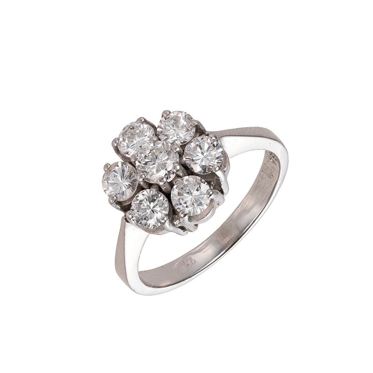 Prsten s přírodními diamanty 1,16 ct z bílého zlata – certifikováno