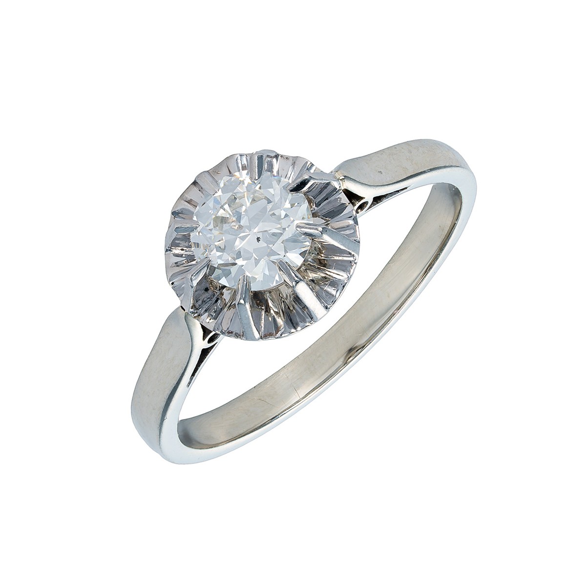 Solitérní prsten z platiny a bílého zlata s přírodním diamantem Old Europe 0,58 ct – certifikováno