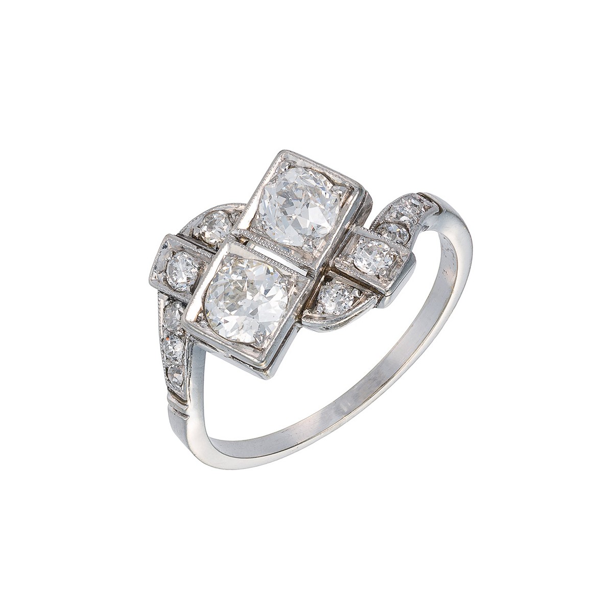 Art Deco prsten z bílého zlata s diamanty Old Europe 1,06 ct – certifikováno