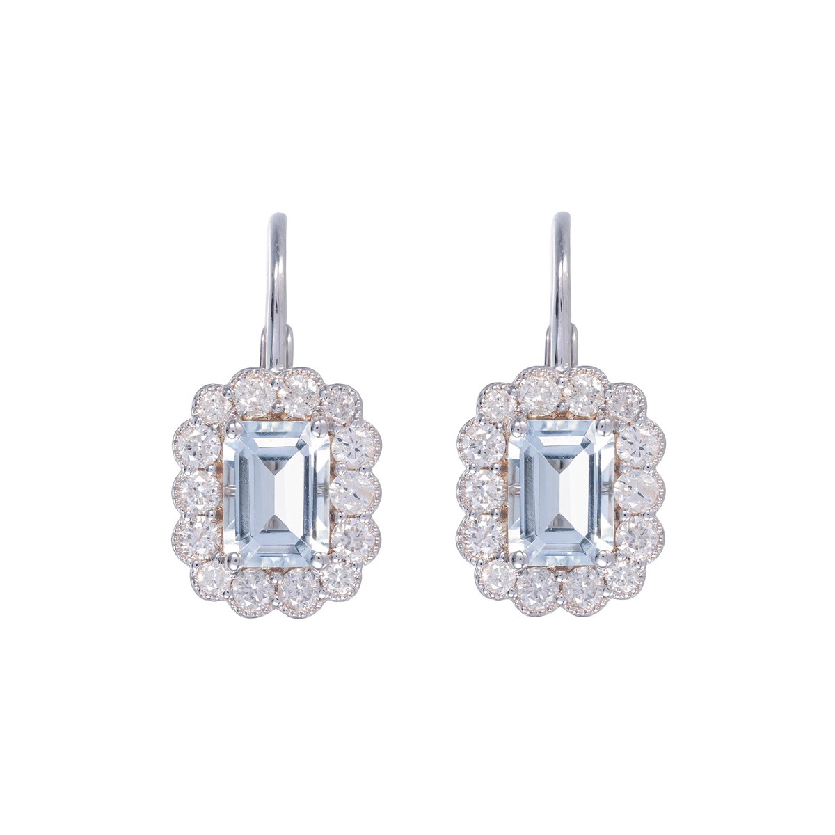 Zlaté náušnice s přírodním akvamarínem 1,85 ct a diamanty 0,89 ct