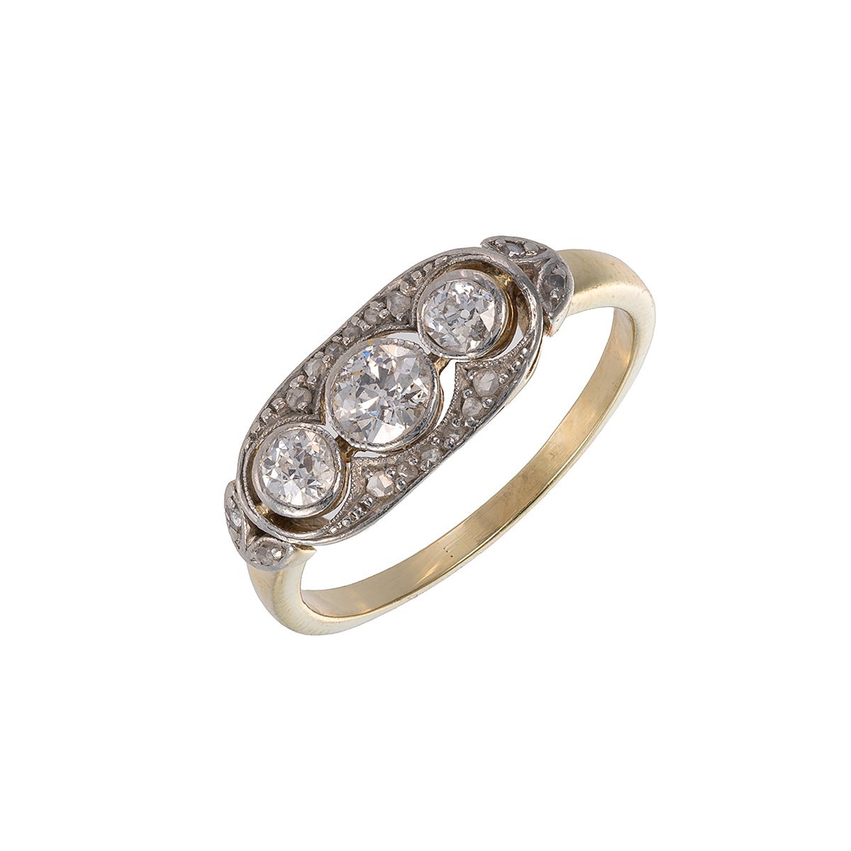 Art Deco prsten ze žlutého zlata s diamanty 0,45 ct