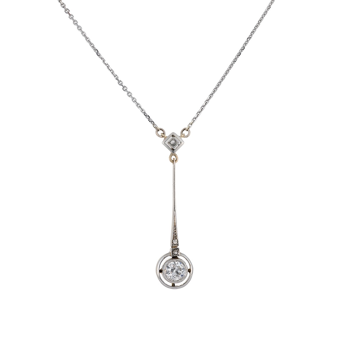 Art Deco diamantový zlatý náhrdelník 0,63 ct – certifikováno