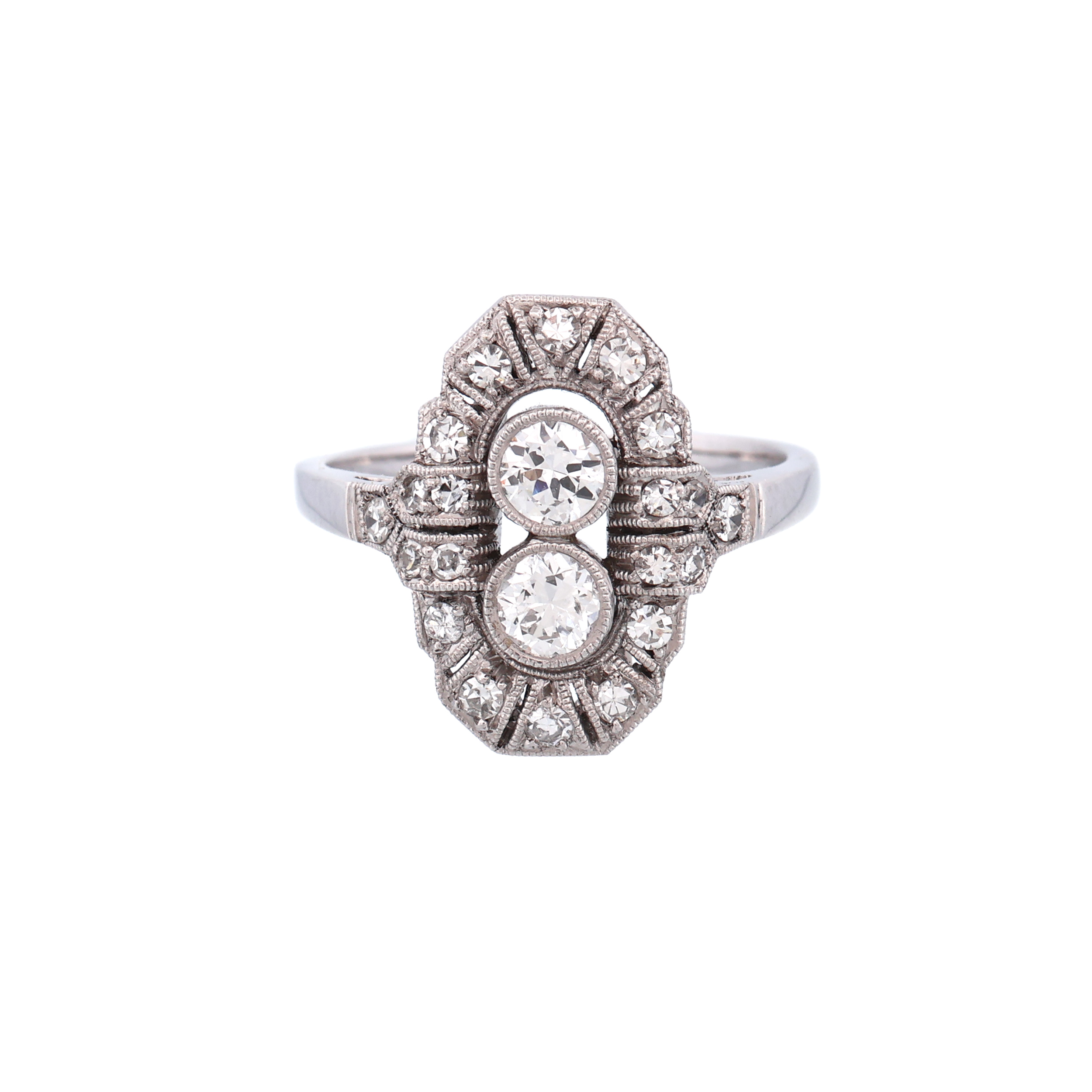 Art deco zlatý prsten s přírodními diamanty 0,75 ct