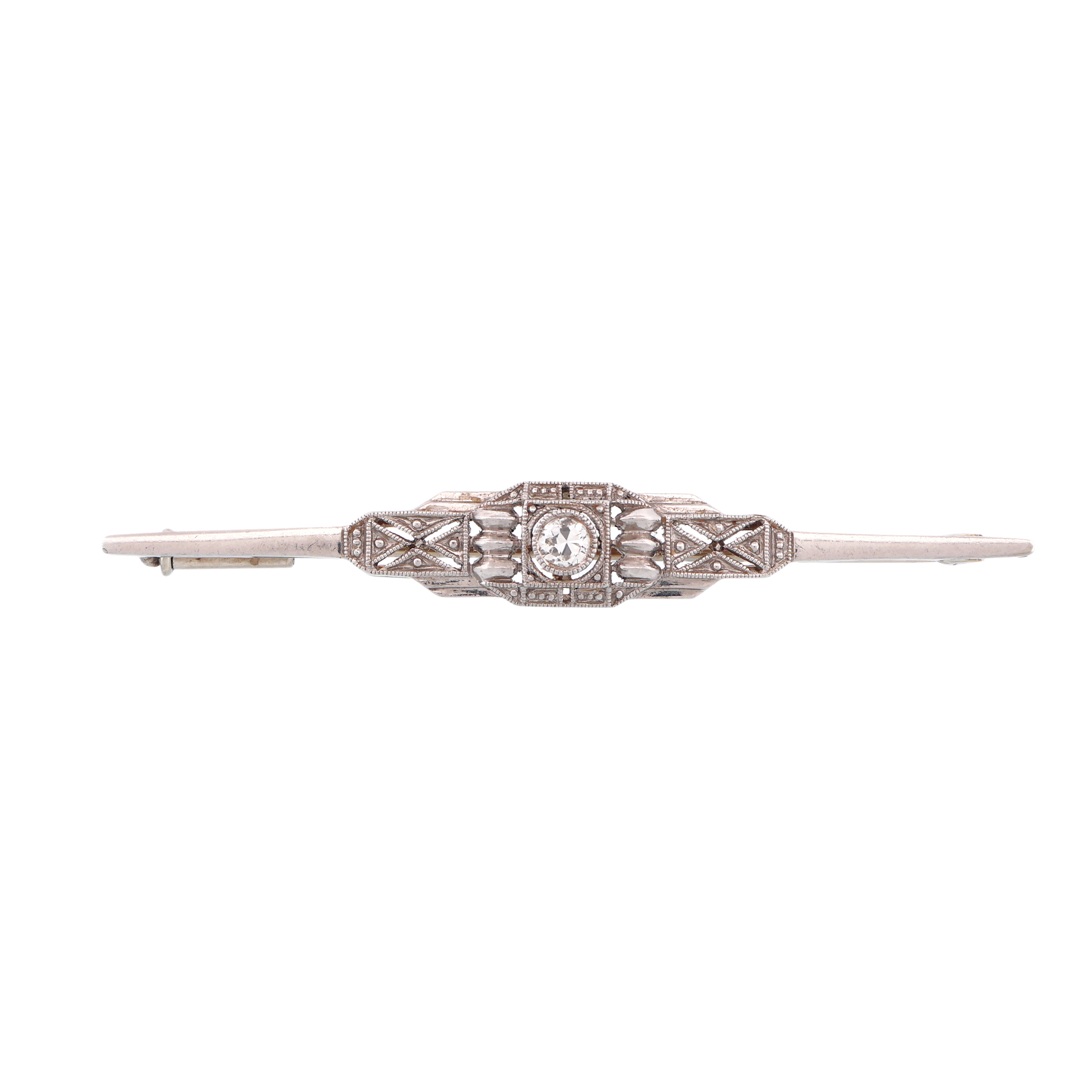 Art deco zlatá brož s přírodním diamantem