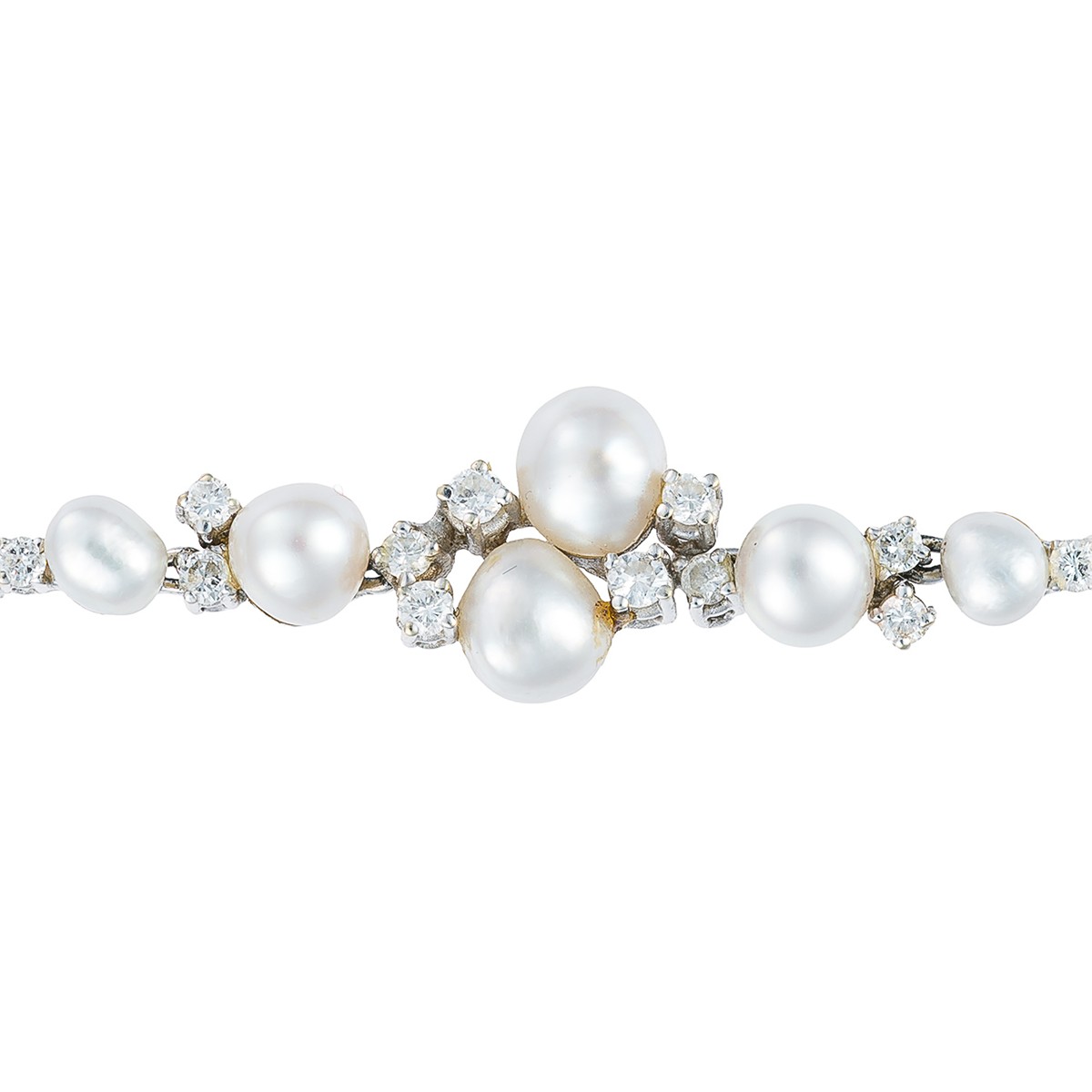 Luxusní náramek s přírodními perlami a diamanty 0,35 ct – certifikováno