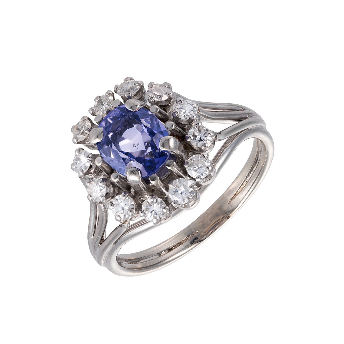 Zlatý prsten s přírodním safírem 1,38 ct a diamanty 0,70 ct – certifikováno