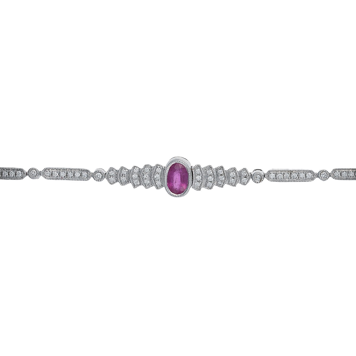 Diamantový náramek 0,55 ct s přírodním rubínem 0,75 ct