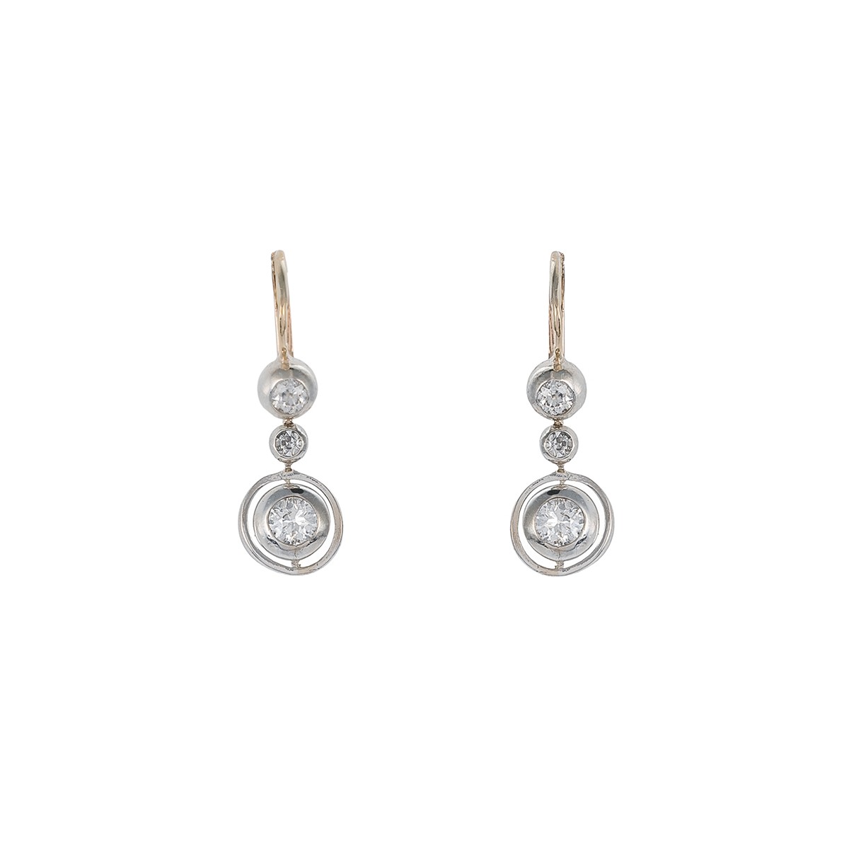 Art Deco zlaté náušnice 0,69 ct – certifikováno