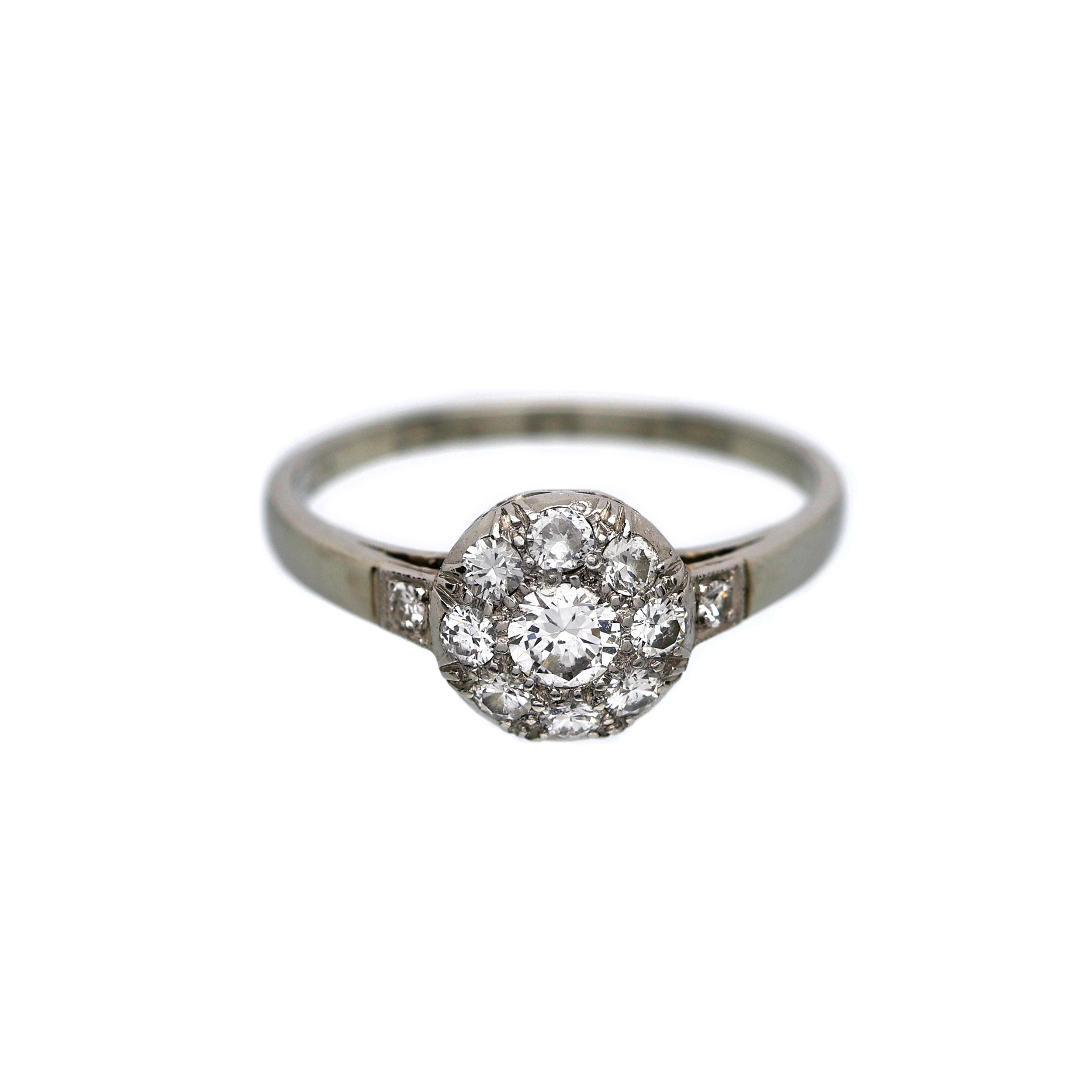Art deco zlatý prsten s přírodními brilianty 0,46 ct + CERTIFIKÁT