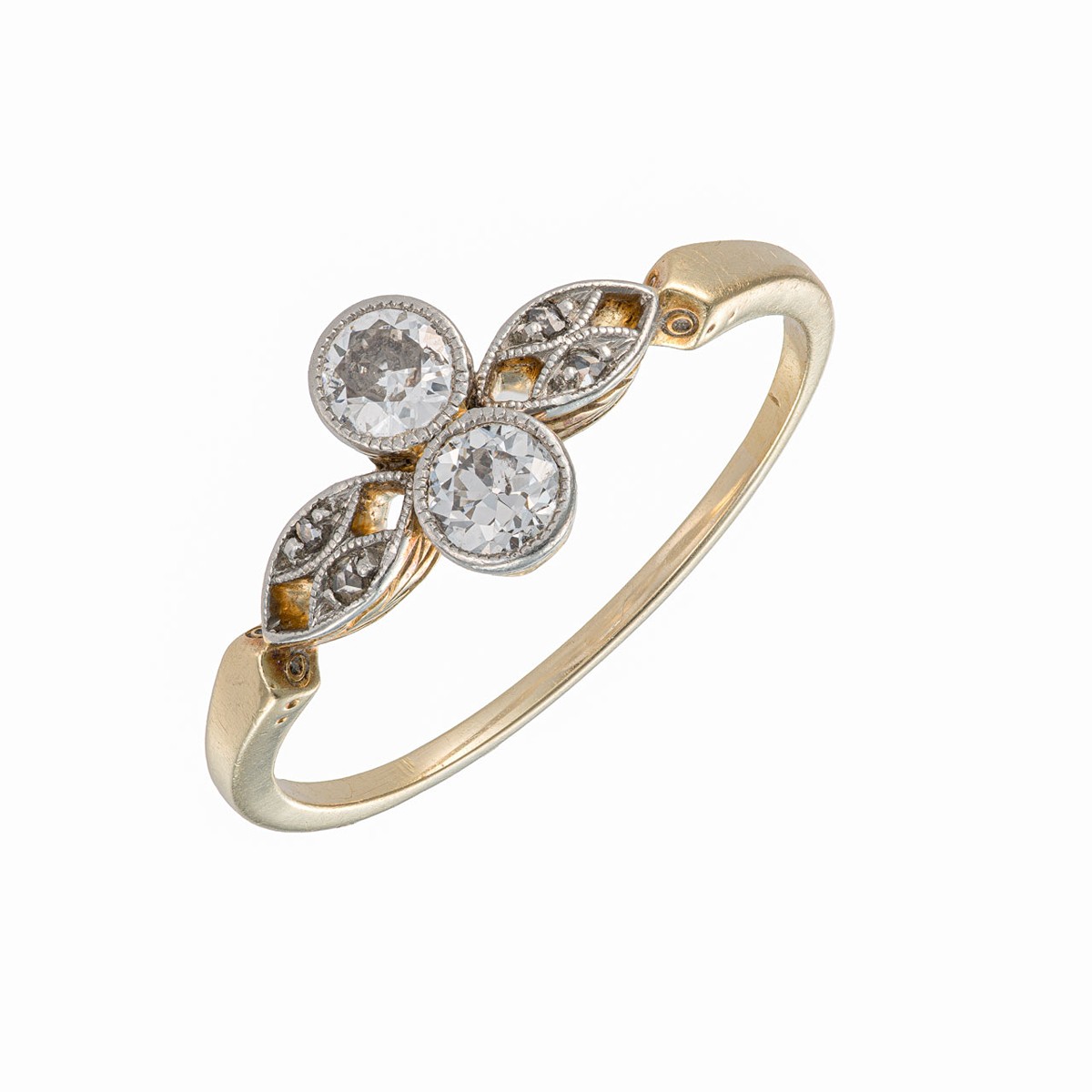 Diamantový Art Deco prsten ze žlutého zlata s diamanty 0,31 ct