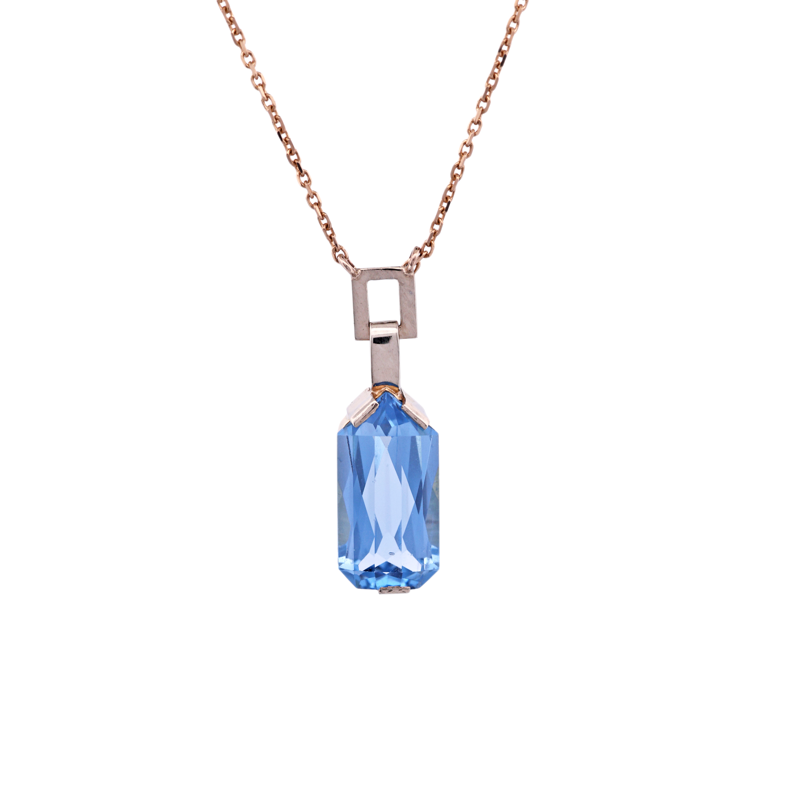 Art deco zlatý přívěsek s řetízkem, punc lvíček