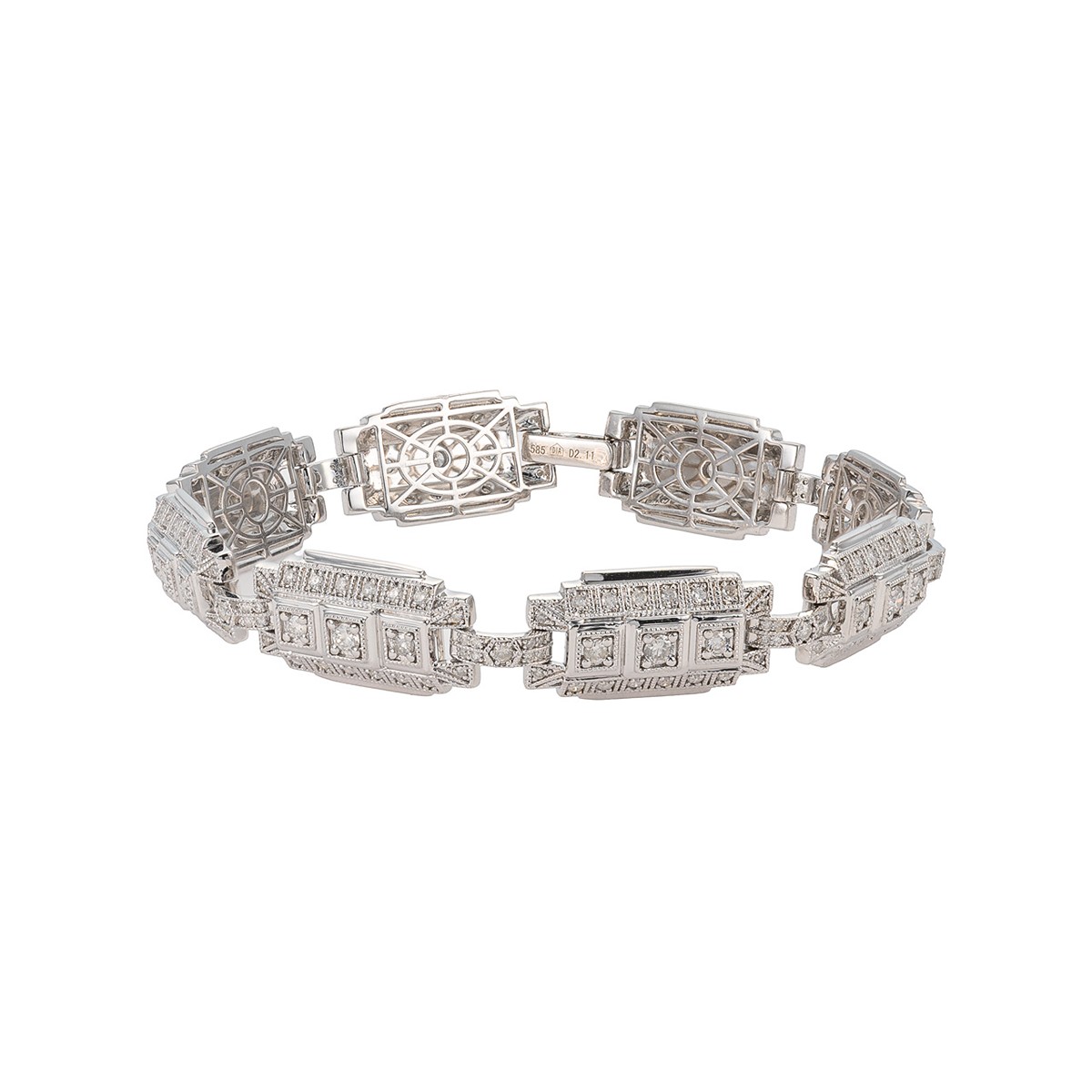 Luxusní diamantový náramek ve stylu Art Deco v bílém zlatě 2,11 ct