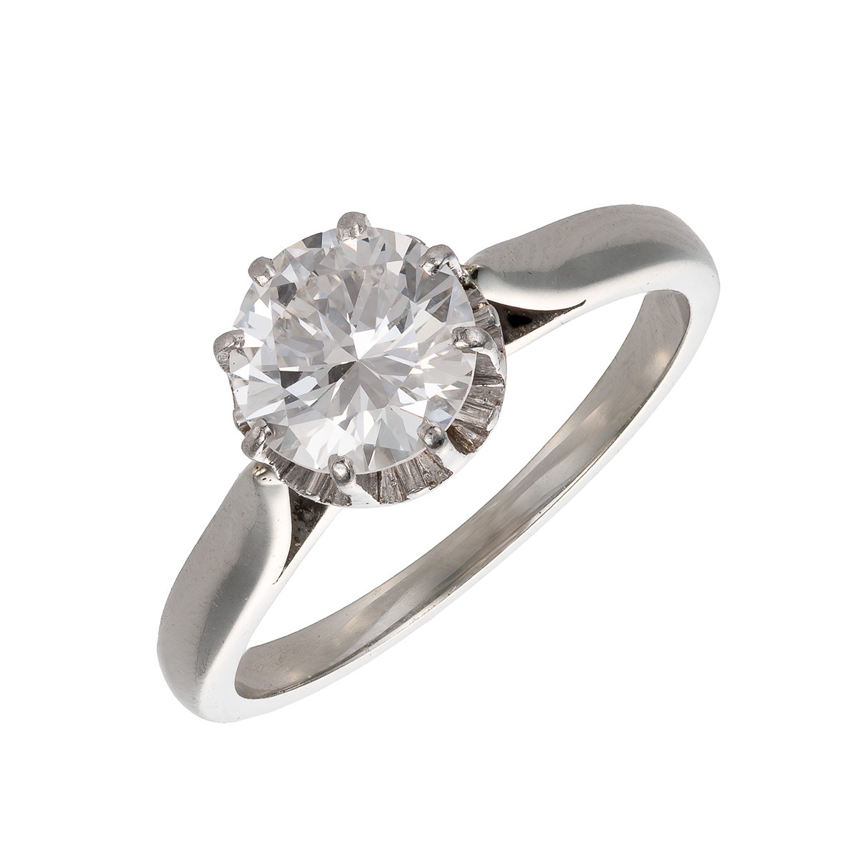 Solitérní prsten z bílého zlata s přírodním diamantem 1,08 ct, výjimečně bílý – Odhadní cena 134.700 Kč, certifikováno