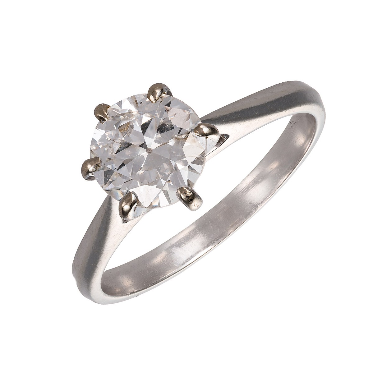 Solitérní prsten z bílého zlata s přírodním diamantem, vzácně bílý, Old Europe 0,95 ct – certifikováno