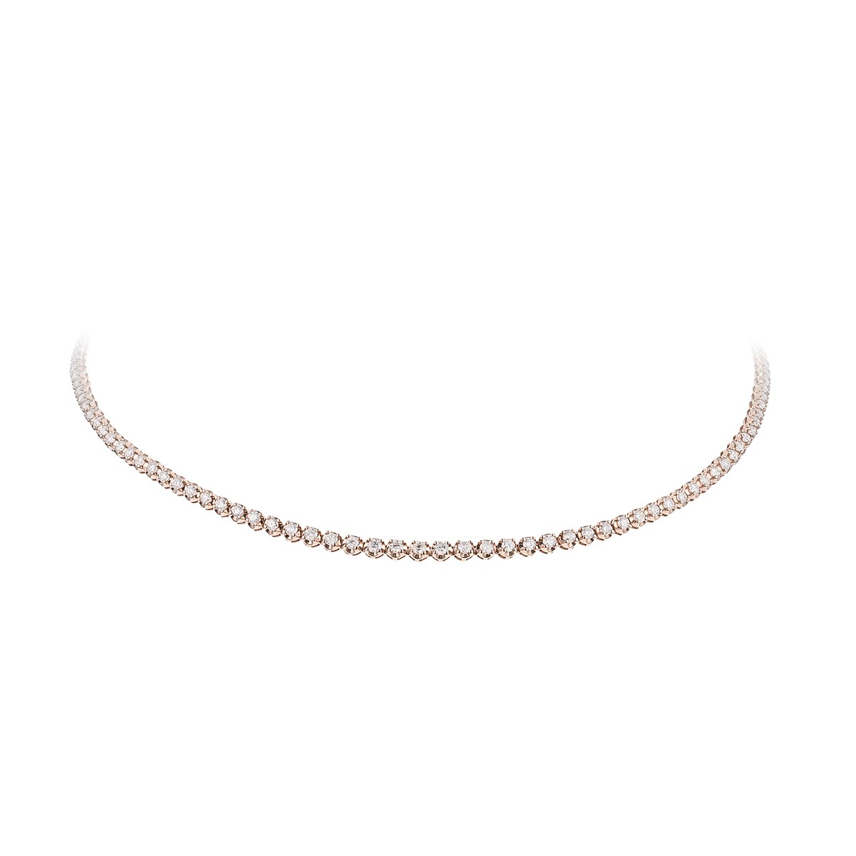 Luxusní diamantový náhrdelník ve stylu tenisového náhrdelníku z růžového zlata 6,0 ct
