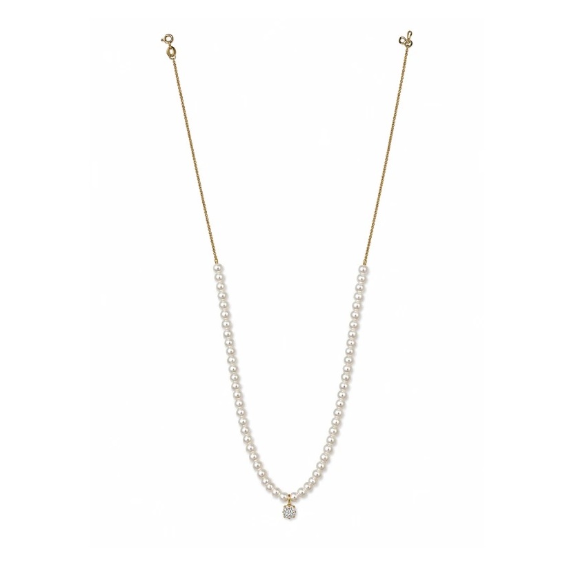 Elegantní perlový náhrdelník s přírodními diamanty 0,10 ct