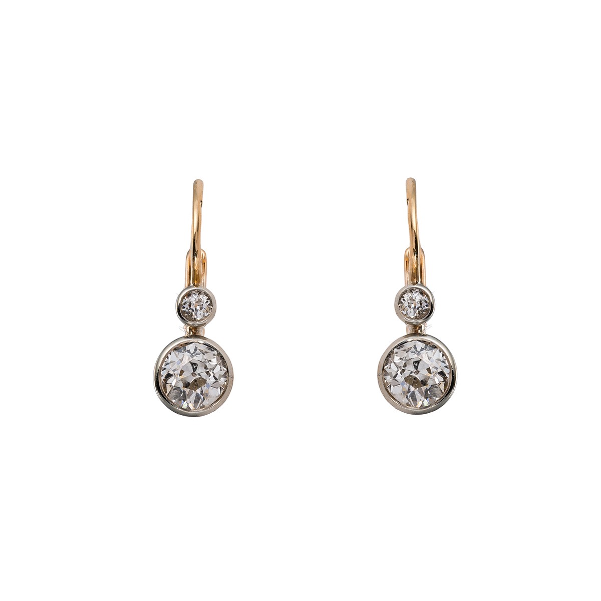 Prvorepublikové diamantové náušnice ze žlutého zlata 0,86 ct – certifikováno