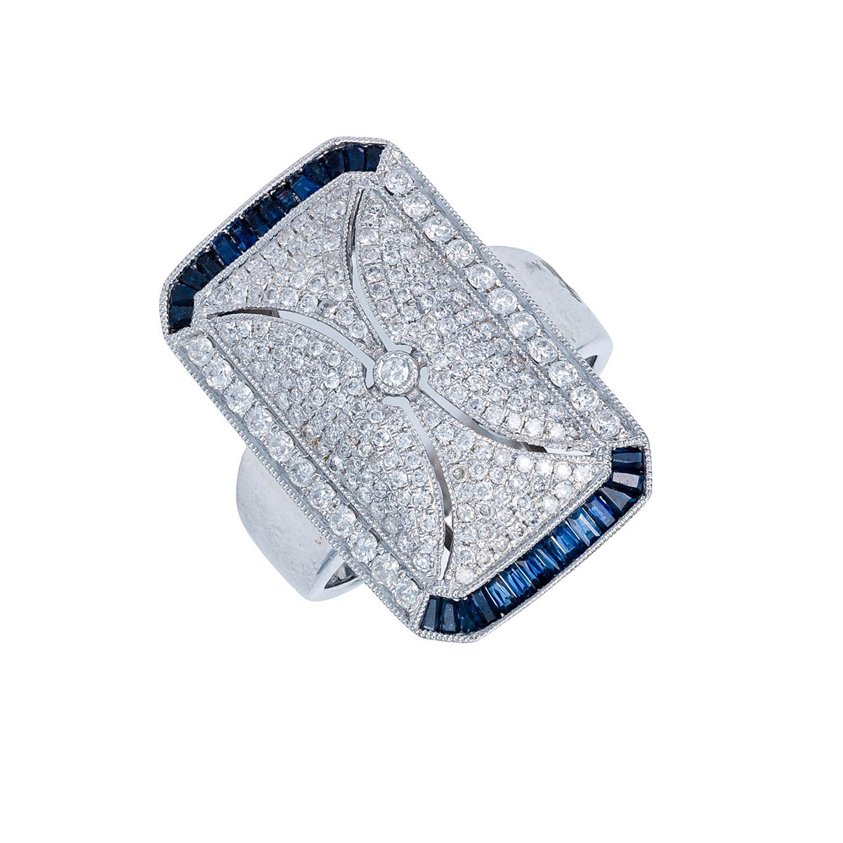 Luxusní diamantový prsten 0,90 ct se safíry 0,60 ct