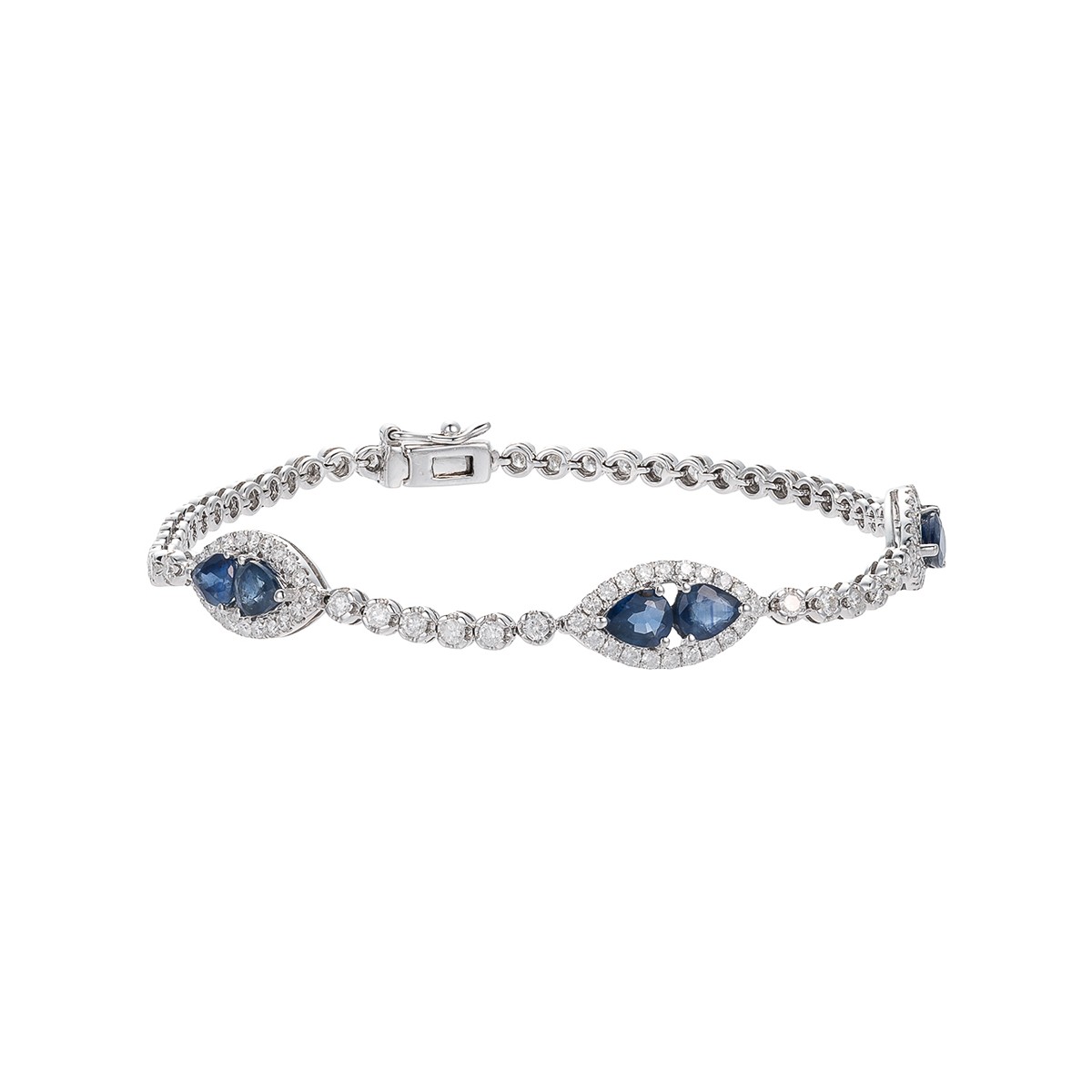 Luxusní náramek s přírodními diamanty 1,65 ct a safíry 2,20 ct