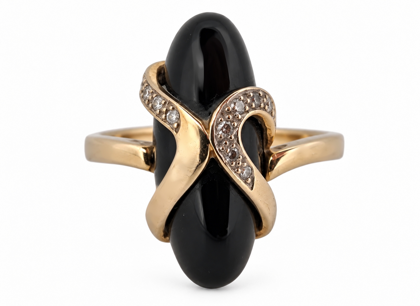Autorský zlatý prsten – onyx a diamanty