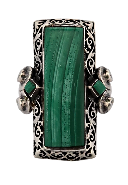 Výjimečný prsten art deco – s malachitem