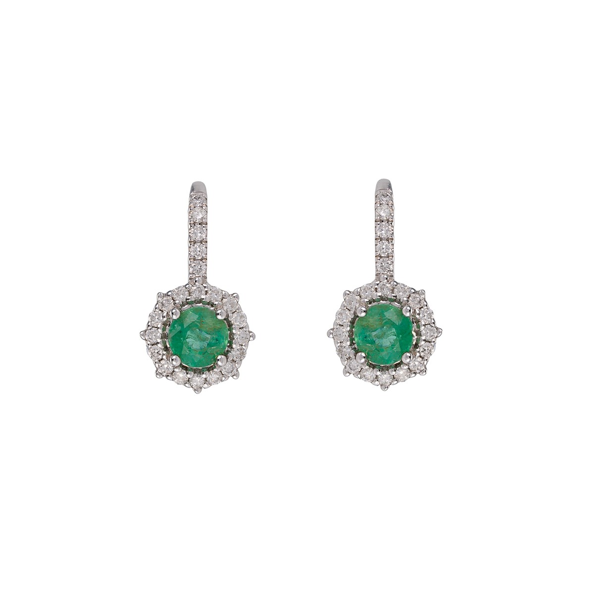 Zlaté náušnice s přírodními smaragdy 0,44 ct a diamanty 0,21 ct