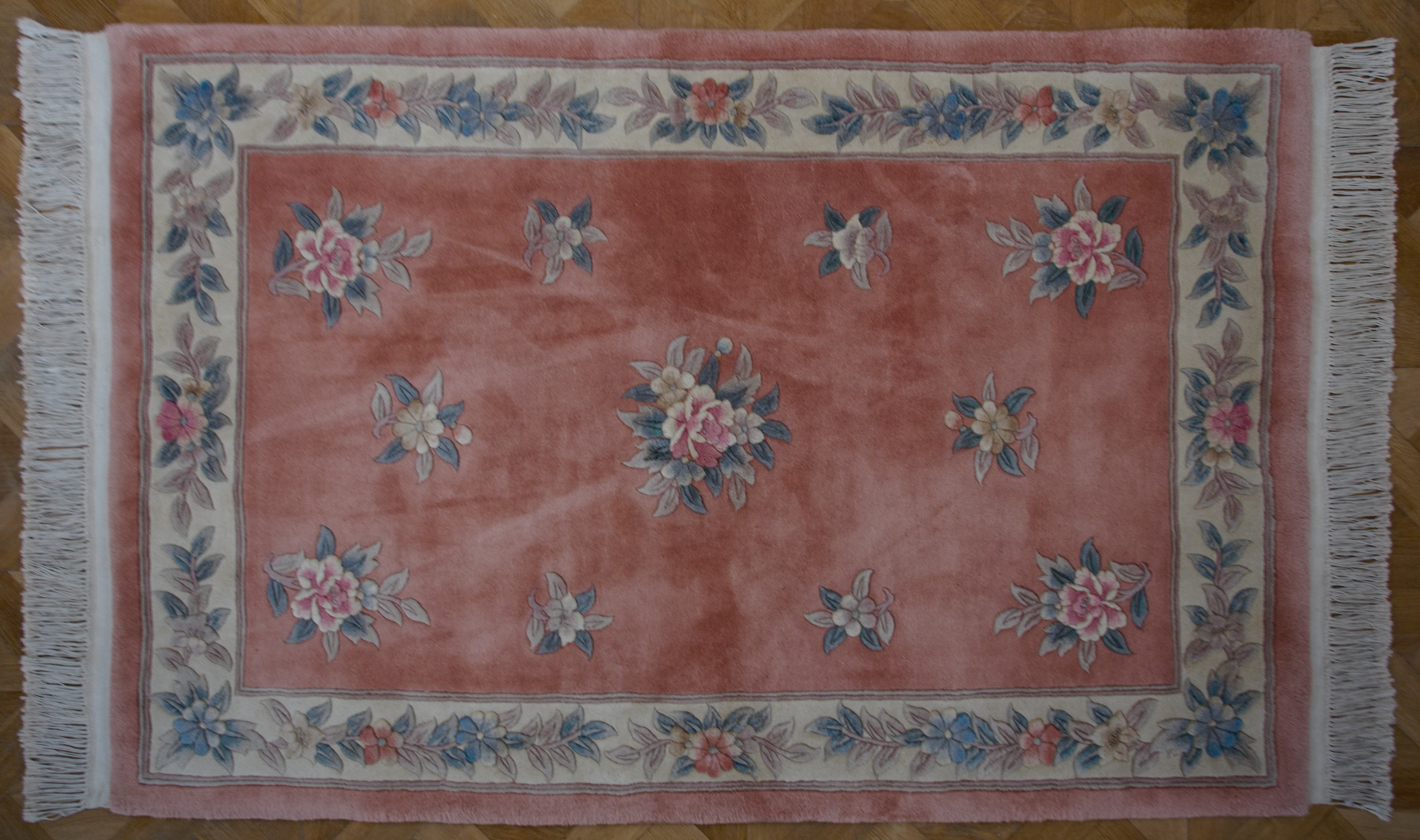 Pekingský růžový vlněný koberec 213 X 121 cm