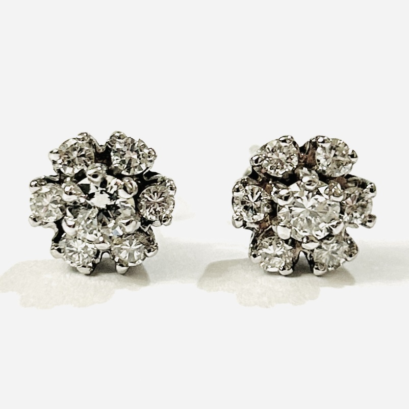 Zlaté starožitné náušnice s diamanty 1,32 ct