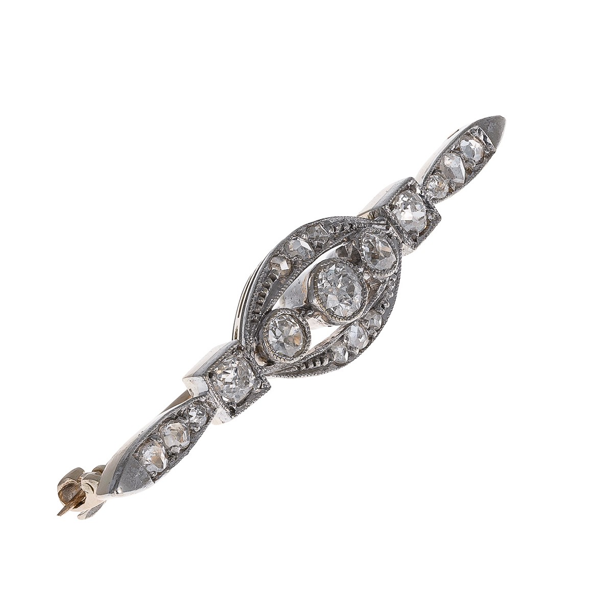Starožitná diamantová brož s diamanty Old Europe, 1,19 ct – certifikováno