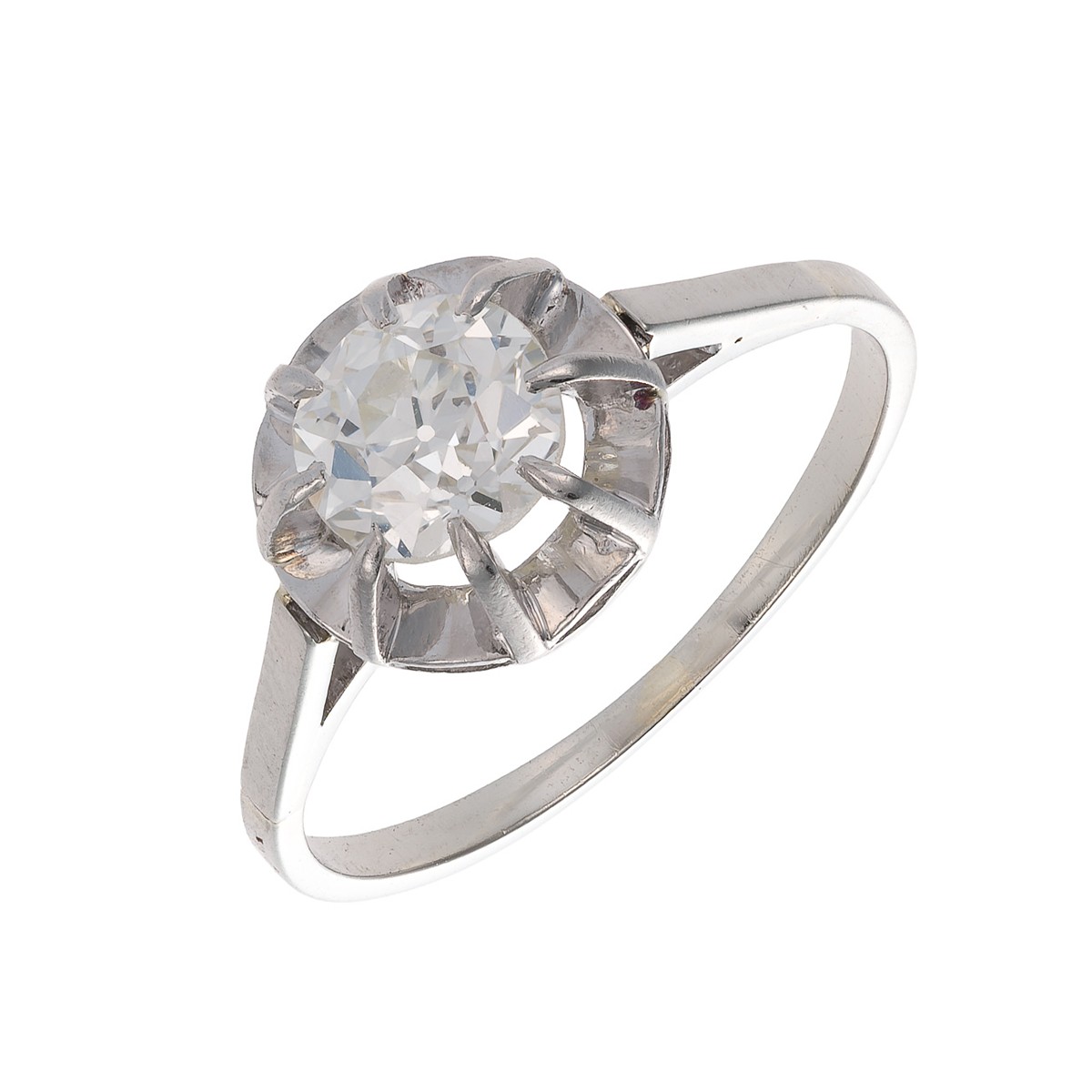 Starožitný diamantový solitér Old Europe 0,65 ct – certifikováno