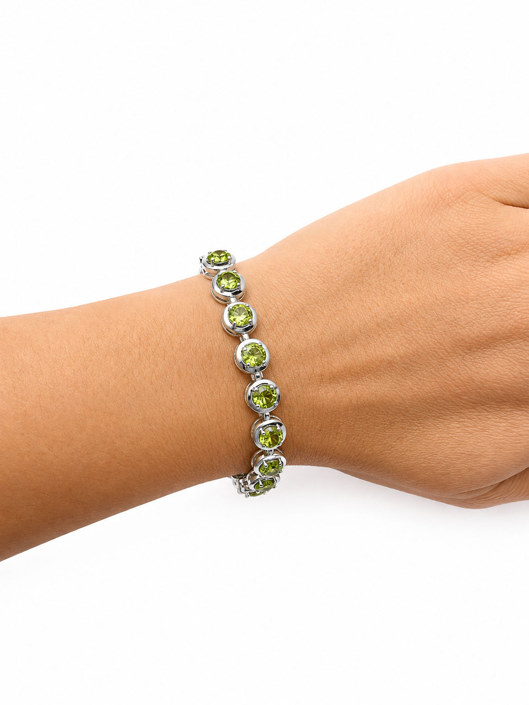 Stříbrný vintage náramek s peridoty - 2