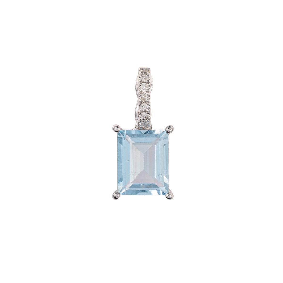 Přívěsek z bílého zlata s přírodním topazem 2,40 ct a diamanty 0,05 ct